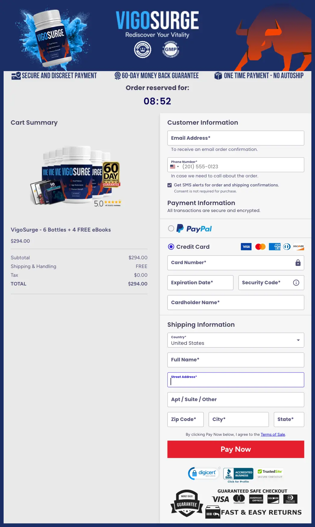 VigoSurge Official Website Secure Order Page